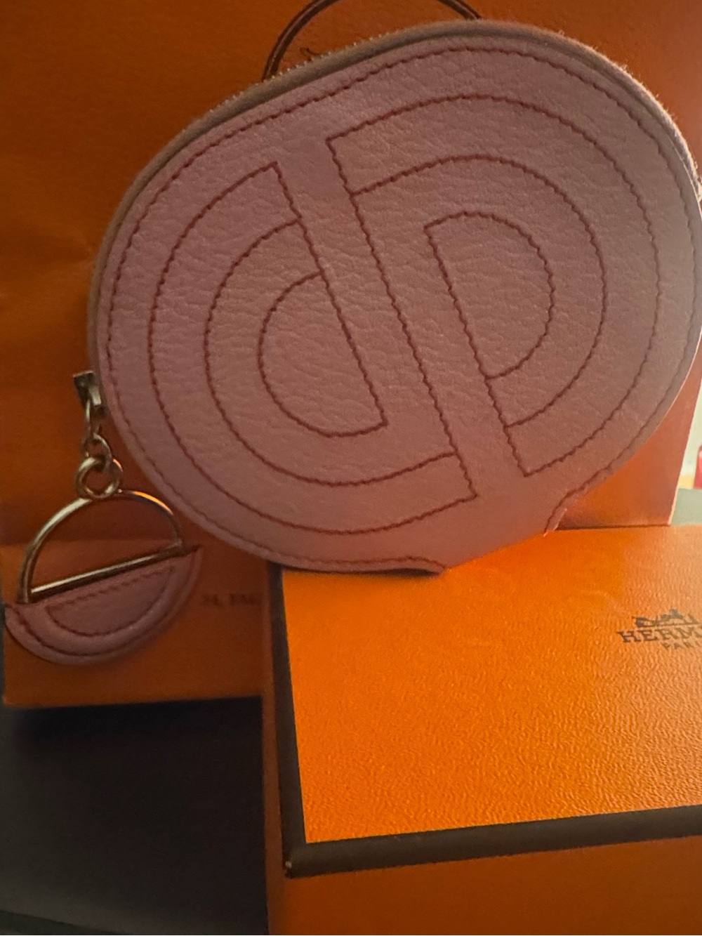 Hermes Chèvre Mysore Pink Mini In-The -Loop Card and Coin Holder
